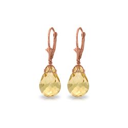 Genuine 14 ctw Citrine Earrings 14KT Rose Gold - REF-34P3H