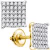 Image 1 : Diamond Square Cluster Stud Earrings 1/2 Cttw 10kt Yellow Gold