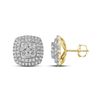 Image 1 : Diamond Double Square Frame Cluster Earrings 1-1/2 Cttw 14kt Yellow Gold
