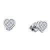 Image 1 : Diamond Heart Cluster Screwback Earrings 1/4 Cttw 10kt White Gold