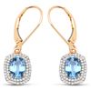 Image 1 : 2.36 ctw Sapphire Blue & Diamond Earrings 14K Yellow Gold - REF-73A8M