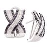 Image 1 : Round Black Color Enhanced Diamond Crossover Hoop Earrings 1-1/2 Cttw 14kt White Gold