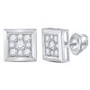 Image 1 : Diamond Square Cluster Stud Earrings 1/2 Cttw 14kt White Gold