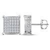 Image 1 : Diamond Square Cluster Stud Earrings 1-1/2 Cttw 10kt White Gold