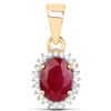 Image 1 : 0.97 ctw Ruby & White Diamond Pendant 14K Yellow Gold - REF-24F2W