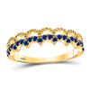 Image 1 : Round Blue Sapphire Scalloped Stackable Band Ring 1/4 Cttw 10kt Yellow Gold