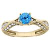 Image 1 : 0.81 CTW Swiss Blue Topaz & Diamond Ring 14K Yellow Gold - REF-67F8N