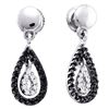 Image 1 : Round Black Color Enhanced Diamond Teardrop Dangle Earrings 1/3 Cttw 14kt White Gold
