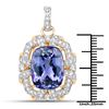 Image 2 : 16.05 ctw Tanzanite & Diamond Pendant 18K Yellow Gold - REF-1080W6M