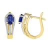 Image 1 : Oval Lab-Created Blue Sapphire Diamond Hoop Earrings 2-5/8 Cttw 10kt Yellow Gold