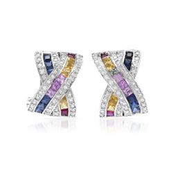 3.68 CTW Diamond Earrings 14K White Gold - REF-111R3K