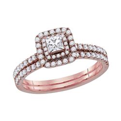 Diamond Bridal Wedding Engagement Ring Band Set 3/4 Cttw 10kt Rose Gold