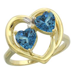 2.60 CTW London Blue Topaz & London Blue Topaz Ring 10K Yellow Gold - REF-24V4R