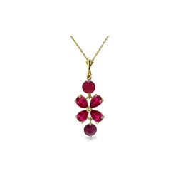 Genuine 3.15 ctw Ruby Necklace 14KT Yellow Gold - REF-38V6W