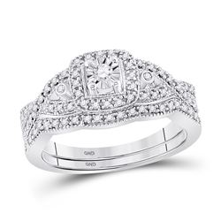 Diamond Twist Bridal Wedding Engagement Ring Band Set 1/4 Cttw 10kt White Gold