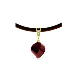 Genuine 15.26 ctw Ruby & Diamond Necklace 14KT Yellow Gold - REF-49K8V