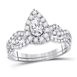 Pear Diamond Bridal Wedding Engagement Ring Band Set 1.00 Cttw 14kt White Gold