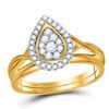 Image 1 : Diamond Teardrop Cluster Bridal Wedding Engagement Ring Band Set 1/3 Cttw 10kt Yellow Gold