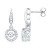 Image 1 : Diamond Circle Frame Moving Twinkle Solitaire Dangle Earrings 5/8 Cttw 10kt White Gold