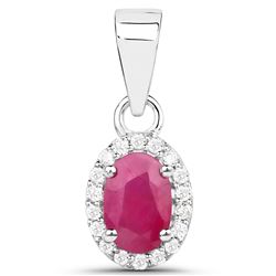 0.65 ctw Ruby & White Diamond Pendant 14K White Gold - REF-22X2Y