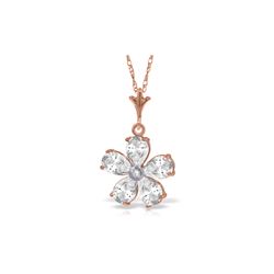 Genuine 2.22 ctw White Topaz & Diamond Necklace 14KT Rose Gold - REF-23Y5F