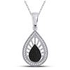 Image 1 : Round Black Color Enhanced Diamond Teardrop Pendant 1/4 Cttw 10kt White Gold