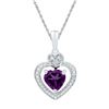 Image 1 : Heart Lab-Created Amethyst Heart & Diamond Pendant 3/4 Cttw 10kt White Gold