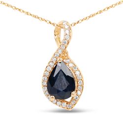 0.89 ctw Sapphire Blue & Diamond Pendant 14K Yellow Gold - REF-34R6K