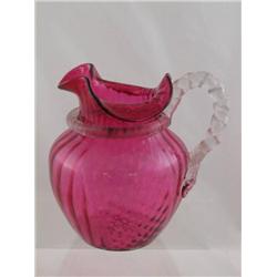 Victorian Mary Gregory Cranberry Powder Jar