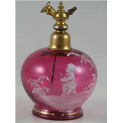 Victorian Mary Gregory Cranberry Perfume Bottle