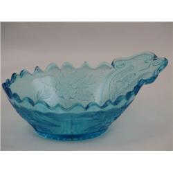 EAPG Blue Nappy dish with handle