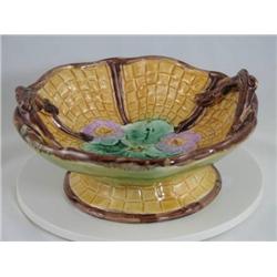 Majolica Handled Compote Yellow Basket 
