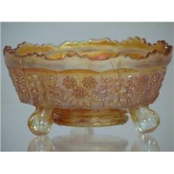 Fenton Carnival Marigold Butterfly and Berry Bowl 5"  