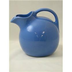 Vintage Blue Hall Ball Jug Pitcher with Ice Lip 8"