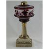 Image 1 : 1880s  Oil Lamp, Ruby Flash Stag w/Brass Marble Base