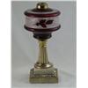 Image 2 : 1880s  Oil Lamp, Ruby Flash Stag w/Brass Marble Base