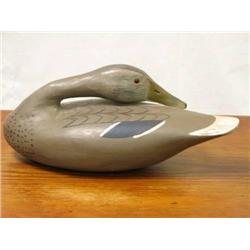 Folk Art Wooden Decoy, Mallard Hen I.H. IH