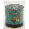 Image 1 : Cloisonne Brass Round Box, Turquoise Floral