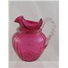Image 1 : Cranberry Pitcher with Clear Handle Collar