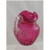 Image 4 : Cranberry Pitcher with Clear Handle Collar