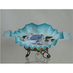 Turquoise Ruffled Cased Glass Card Receiver