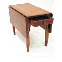 Pumpkin Pine Drop Leaf Table with Drawer c1850's