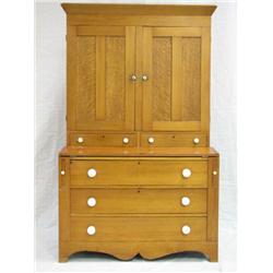 1830 s Birds Eye Maple and Pine Secretary, Lowell Mass