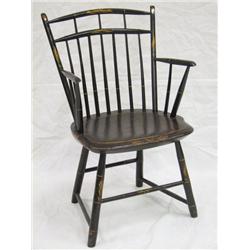 Ca. 1820 Windsor Birdcage Square Back Arm Chair