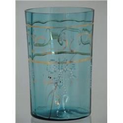 1880s Blue Hand-decorated Tumbler