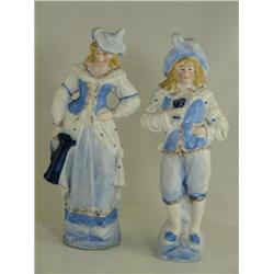 German Porcelain Bisque, Victorian Couple Flow Blue
