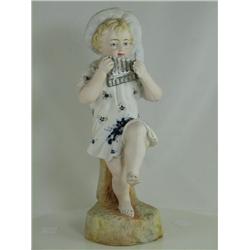German Porcelain Bisque, Victorian Girl Flow Blue