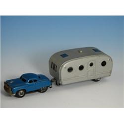 Vintage Tin Litho Friction Car and Lucy Camper, Japan