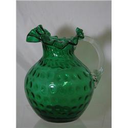 Emerald Green Art Glass Pitcher