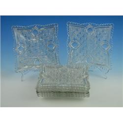 EAPG Floral Oval Pattern Square Plate Set 8